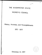 The Washington State Women's Council: History, Activities, and Accomplishments, 1971 - 1977