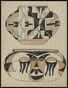 Color Acoma drawing of two decorated pots