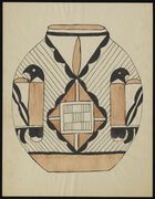 Color Acoma drawing of decorated pot