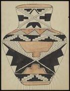 Color Acoma drawing of decorated jar