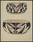 Color Acoma drawing of decorated bowls