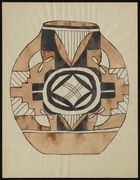 Color Acoma drawing of decorated jar