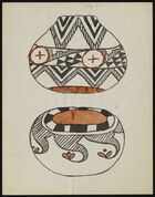 Color Acoma drawing of two decorated pots