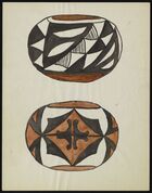 Color Acoma drawing of two decorated bowls