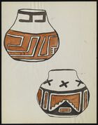 Color Acoma drawing of two decorated pots