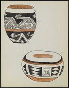 Color Acoma drawing of two decorated pots