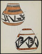 Color Acoma drawing of two decorated pots