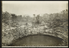 Black and White Photograph of the Sacred Cenote at Chichen Itza, Yucatan