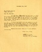 Muriel Wright to Herbert Blossom; September 29, 1947