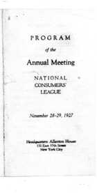 Program of the Annual Meeting, National Consumers League, November 28-29, 1927