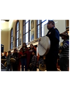 Setting Sun Singers led by Ben Covington (Lummi/Colville, b. 1980, grandson of Pauline Hillaire), at Western Washington University, 2013